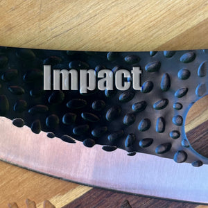 Impact font engraved on the blade