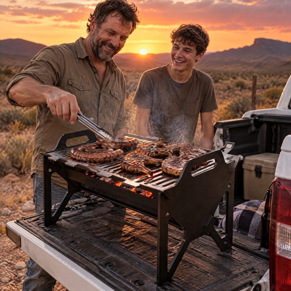 Bos-Stoof braai on a bakkie tailgate